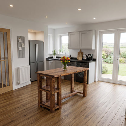 GRANTHAM Kitchen Island Solid Wood With Shelf / Breakfast Bar