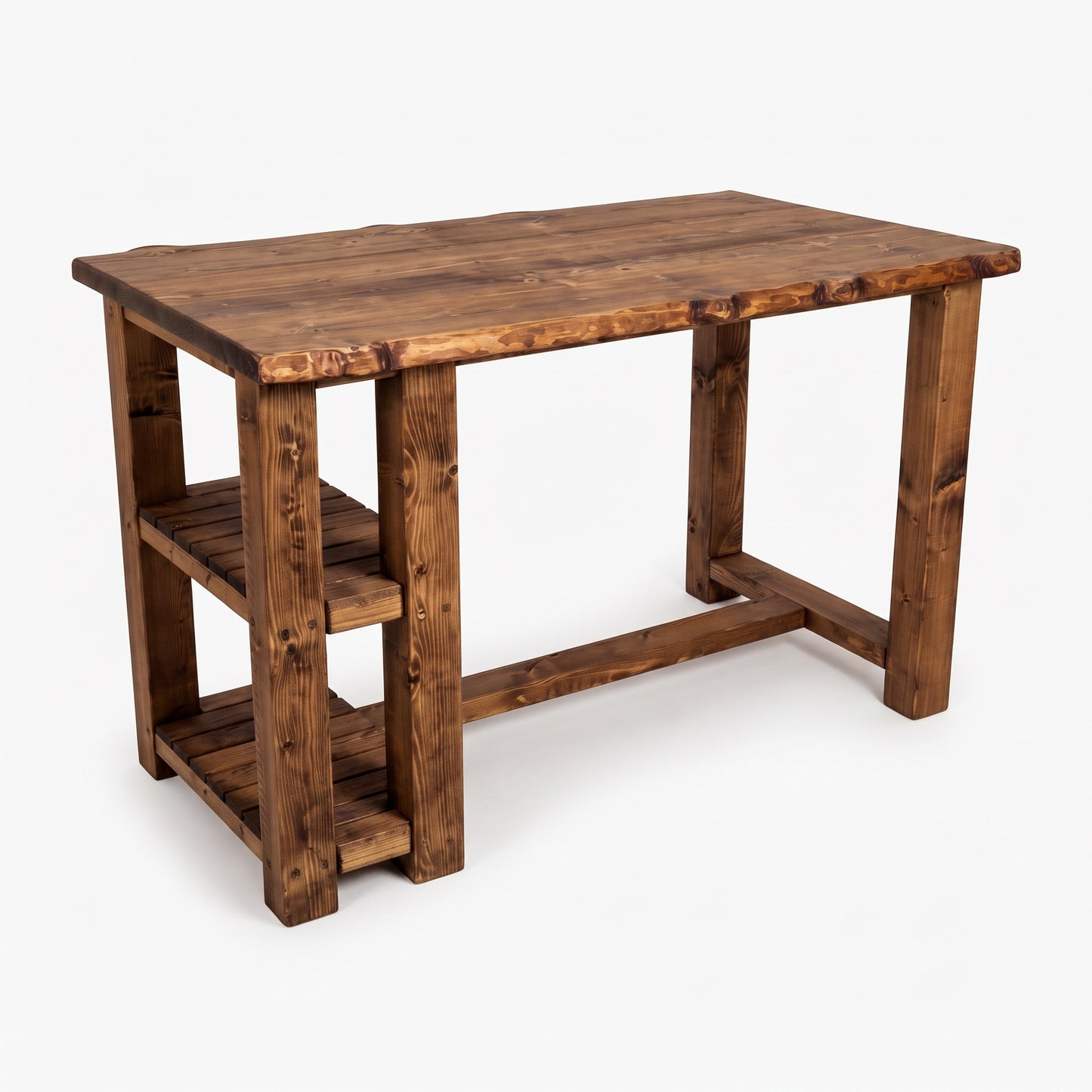 GRANTHAM Kitchen Island Solid Wood With Shelf / Breakfast Bar