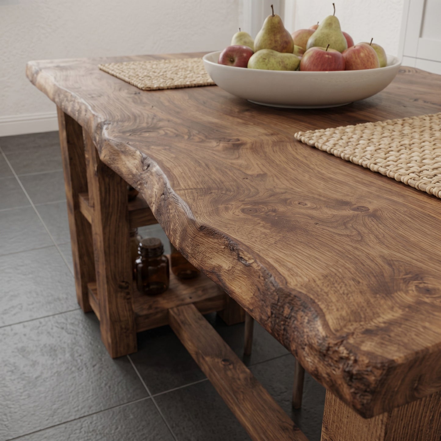 GRANTHAM Kitchen Island Solid Wood With Shelf / Breakfast Bar