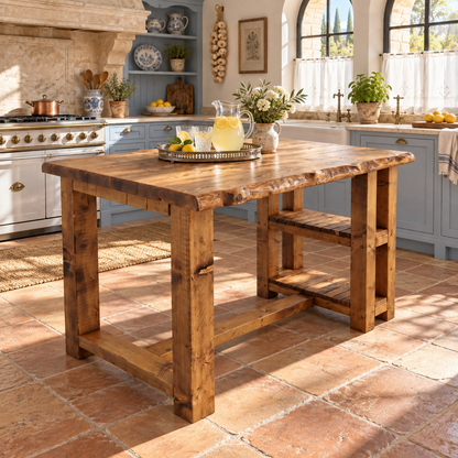 GRANTHAM Kitchen Island Solid Wood With Shelf / Breakfast Bar