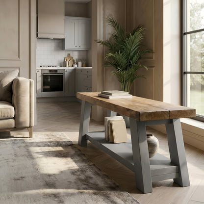 ROME Grey Solid Wood Chunky TV Unit / Bench