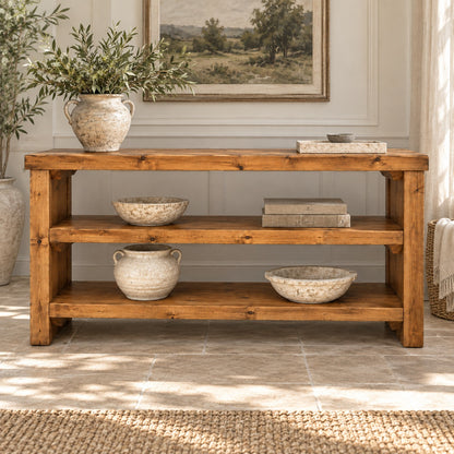 HARRINGTON 3 Tier Solid Wood Tv Unit / Solid Wood / Rustic TV Stand