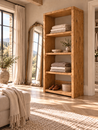 HATHERLEIGH Solid Wood Wardrobe Shoe Cabinet – Open Wardrobe, Rustic Scandinavian Design
