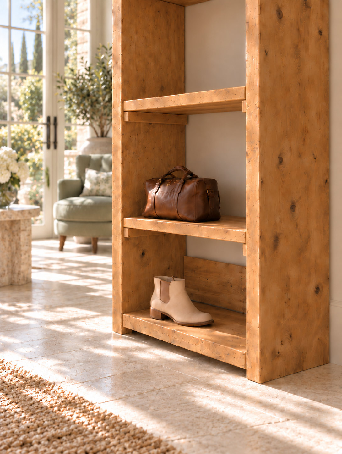 HATHERLEIGH Solid Wood Wardrobe Shoe Cabinet – Open Wardrobe, Rustic Scandinavian Design