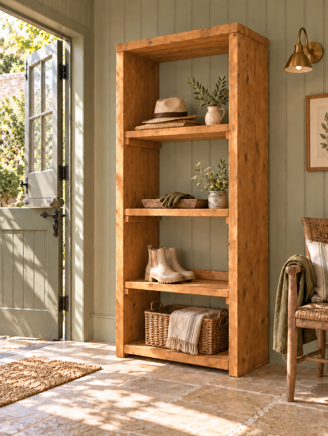 HATHERLEIGH Solid Wood Wardrobe Shoe Cabinet – Open Wardrobe, Rustic Scandinavian Design