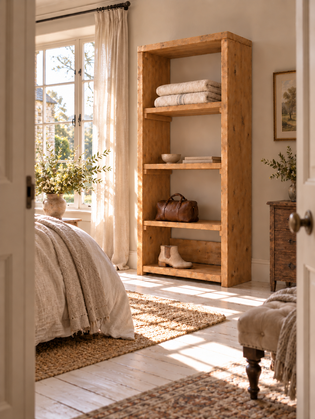 HATHERLEIGH Solid Wood Wardrobe Shoe Cabinet – Open Wardrobe, Rustic Scandinavian Design