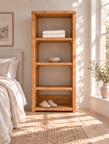 HATHERLEIGH Solid Wood Wardrobe Shoe Cabinet – Open Wardrobe, Rustic Scandinavian Design