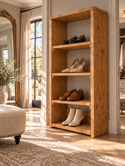HATHERLEIGH Solid Wood Wardrobe Shoe Cabinet – Open Wardrobe, Rustic Scandinavian Design