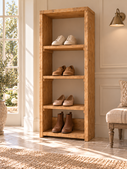 HATHERLEIGH Solid Wood Wardrobe Shoe Cabinet – Open Wardrobe, Rustic Scandinavian Design