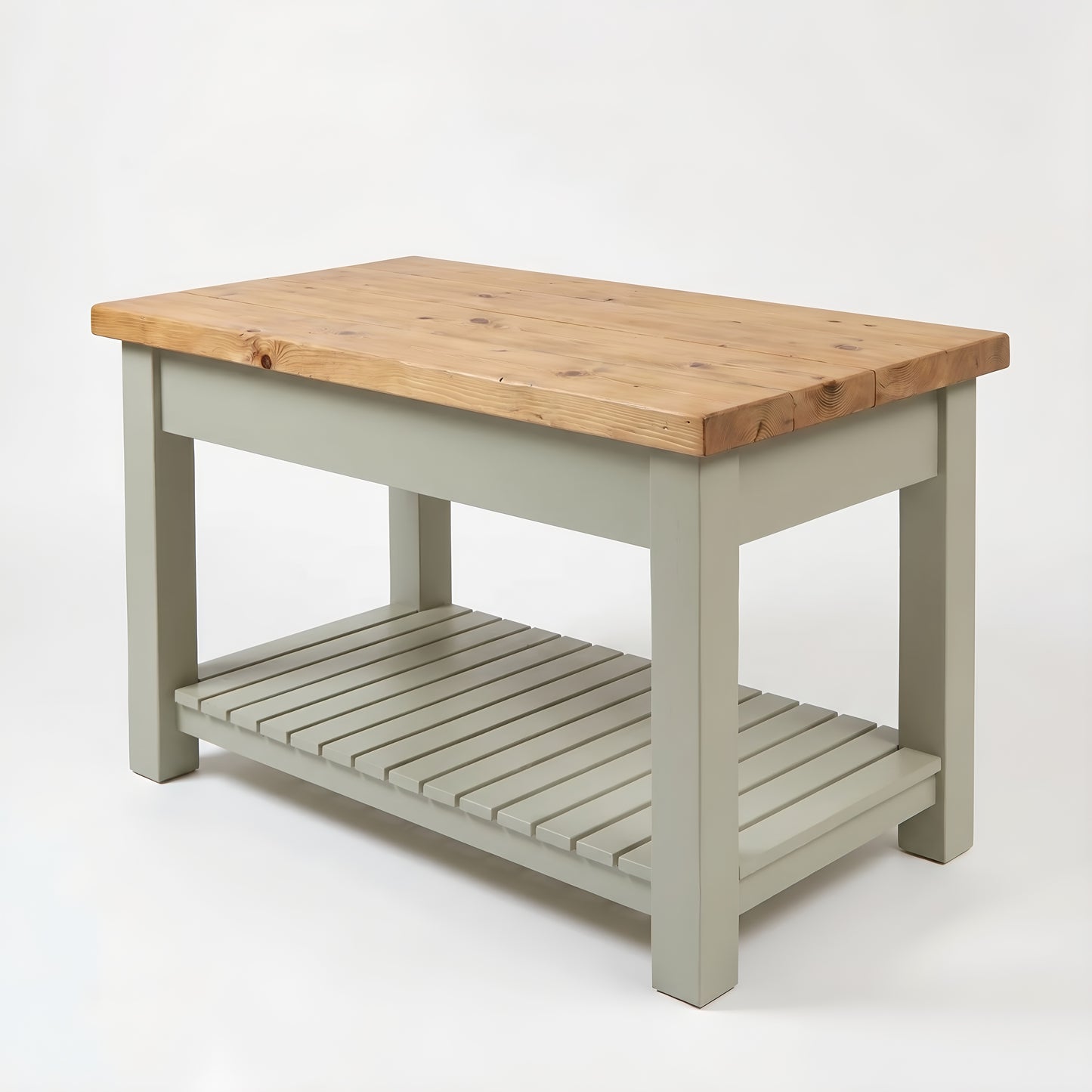IRONSTEAD Sage Green Kitchen Island / Breakfast Bar / Rustic Sage Green Island