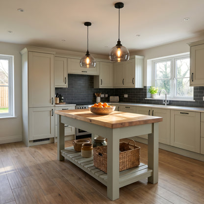IRONSTEAD Sage Green Kitchen Island / Breakfast Bar / Rustic Sage Green Island