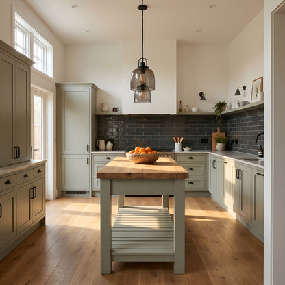 IRONSTEAD Sage Green Kitchen Island / Breakfast Bar / Rustic Sage Green Island