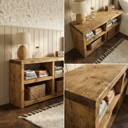 Halsten Timber Shelving Unit / Storage Shelf / Living Room Bookshelf / Shoe Storage Rustic Storage Unit Solid Wood Cottage Style /Book Shelf