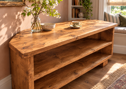 HARTWELL 3 Tier Corner Solid Wood Tv Unit / Solid Wood / Rustic