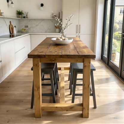 HAZEL Island Solid Wood Kitchen Island With Shelf / Breakfast Bar