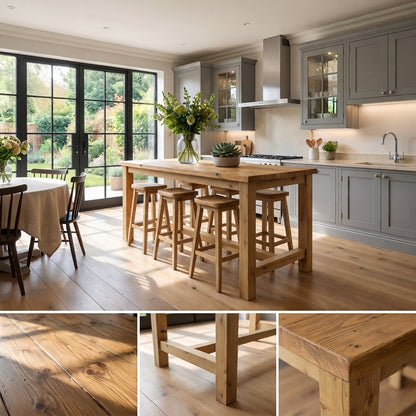 HAZEL Island Solid Wood Kitchen Island With Shelf / Breakfast Bar