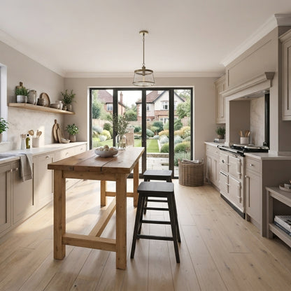 HAZEL Island Solid Wood Kitchen Island With Shelf / Breakfast Bar