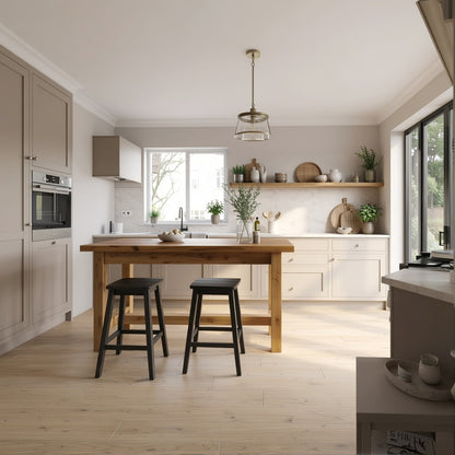 HAZEL Island Solid Wood Kitchen Island With Shelf / Breakfast Bar