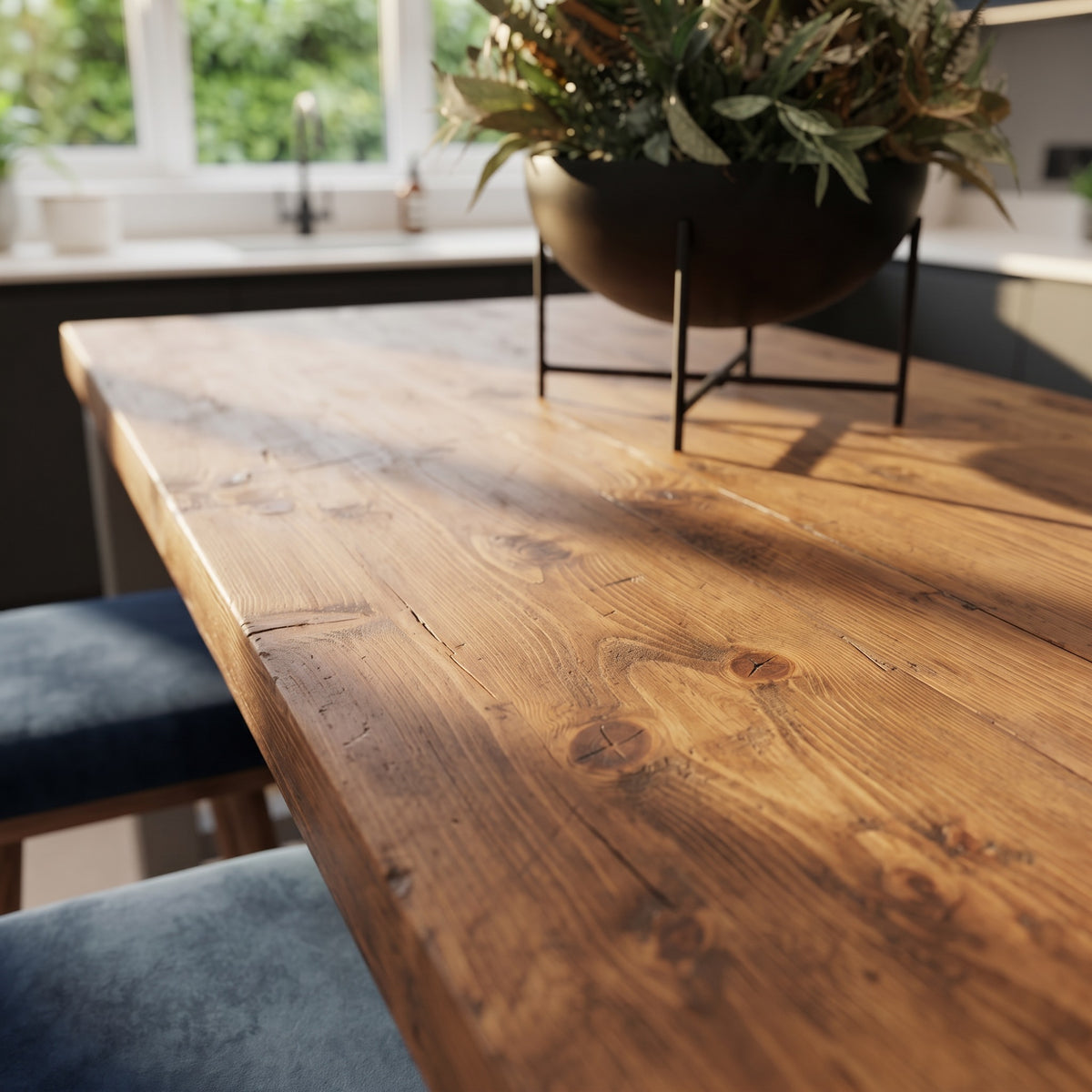 HAZEL Medium Grey Island Solid Wood Kitchen Island With Shelf / Breakfast Bar