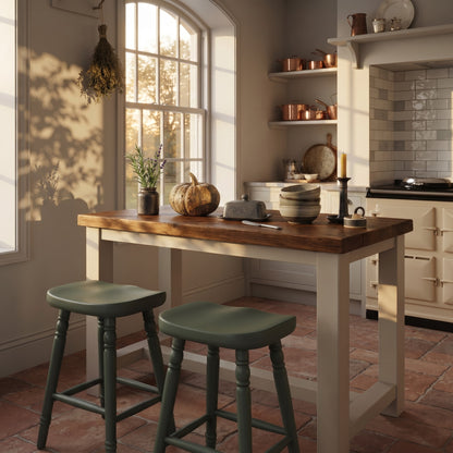 HAZEL Cashmere Island Solid Wood Kitchen Island With Shelf / Breakfast Bar