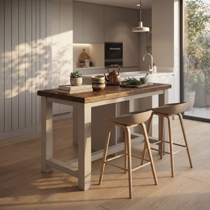 HAZEL Cashmere Island Solid Wood Kitchen Island With Shelf / Breakfast Bar
