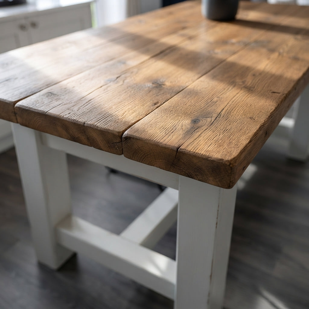 HAZEL Light Grey / Walnut Top Island Solid Wood Kitchen Island With Shelf / Breakfast Bar