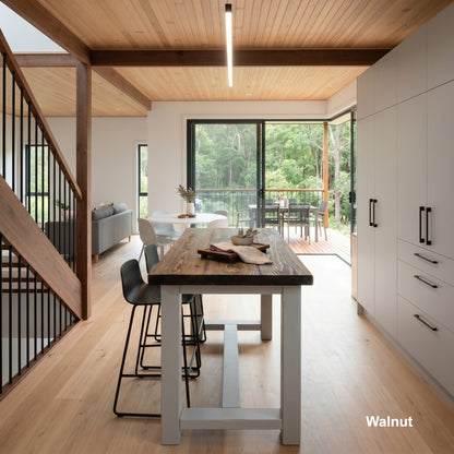 HAZEL Light Grey / Walnut Top Island Solid Wood Kitchen Island With Shelf / Breakfast Bar