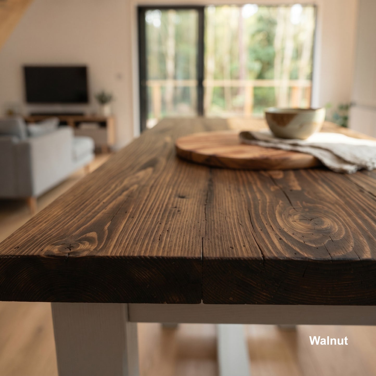 HAZEL Light Grey / Walnut Top Island Solid Wood Kitchen Island With Shelf / Breakfast Bar