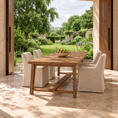HELENA Solid Wood Rustic Dining Table With Wooden Legs