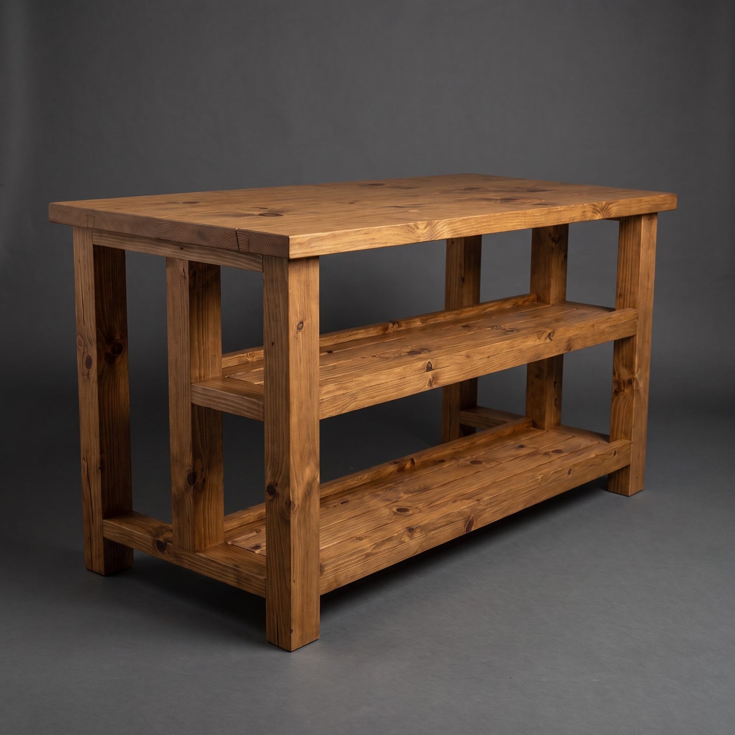 HIGHLAND Solid Wood Kitchen Island With Shelf / Breakfast Bar