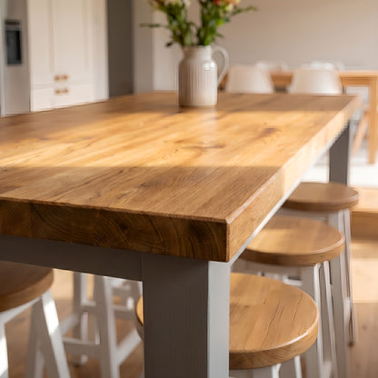 HUXLEY Solid Oak Top Kitchen Island / Breakfast Bar / Grey Painted