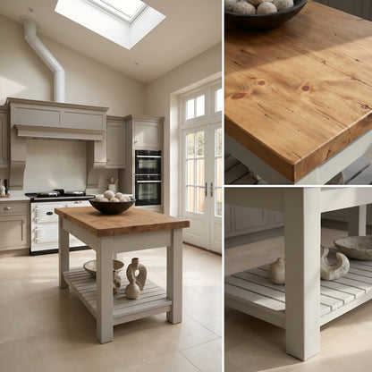 IRONSTEAD Light Grey Kitchen Island / Breakfast Bar / Rustic Light Grey Island