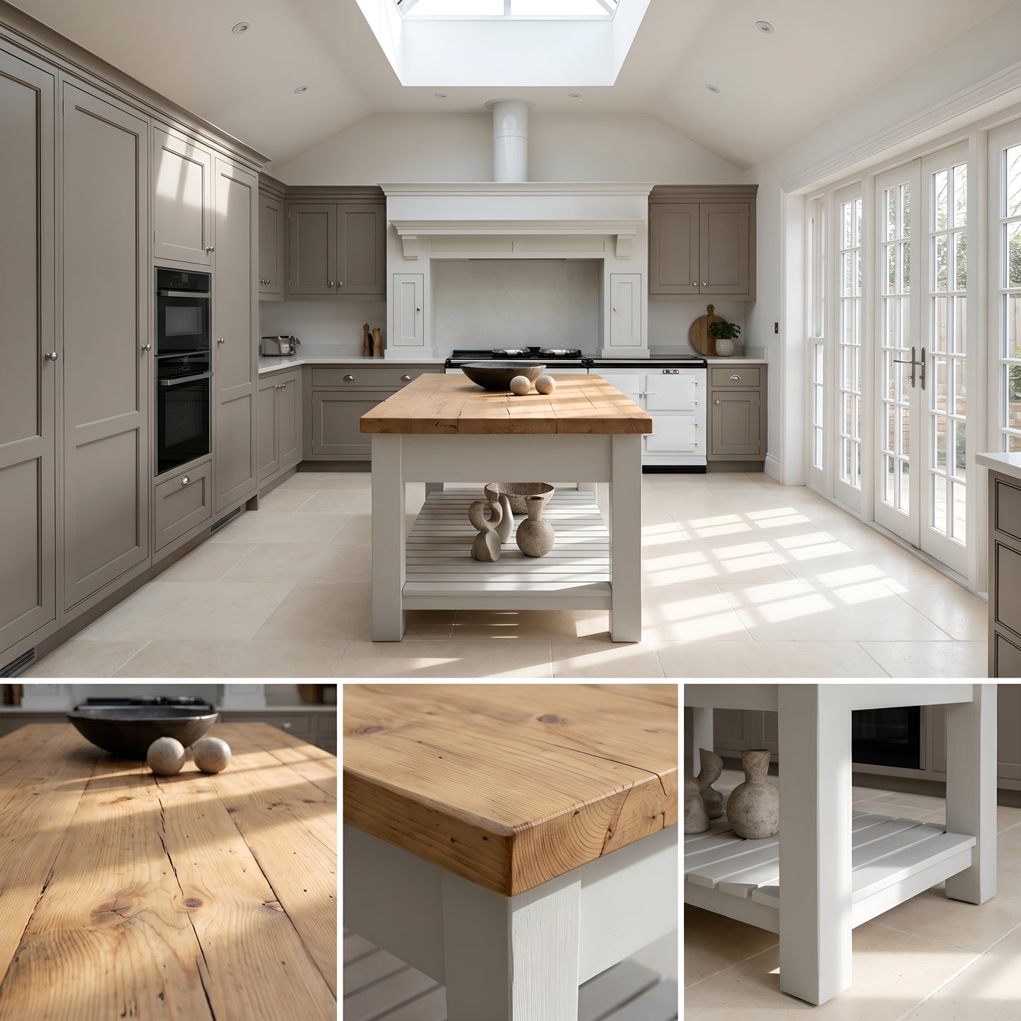 IRONSTEAD Light Grey Kitchen Island / Breakfast Bar / Rustic Light Grey Island