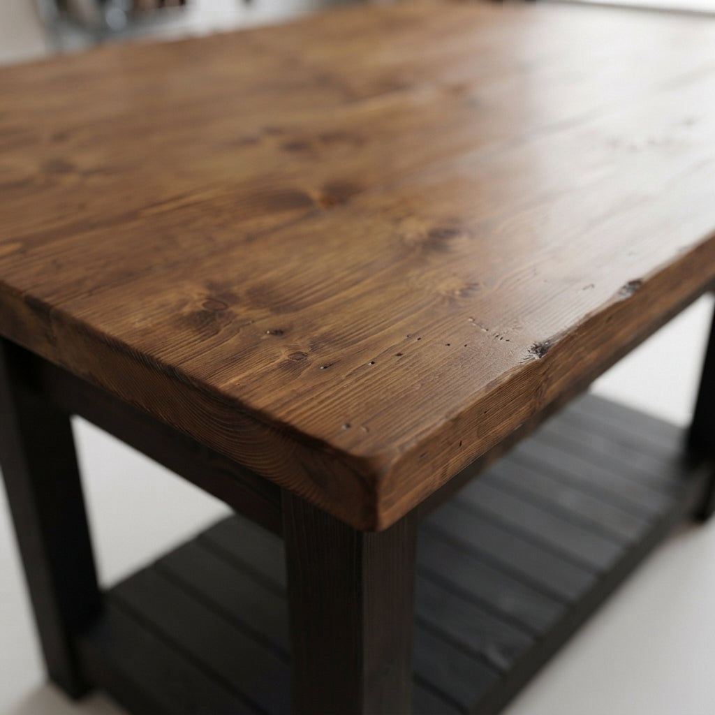 IRONSTEAD Mixed Colour Kitchen Island / Breakfast Bar / Rustic Cart and Island Black Carcass