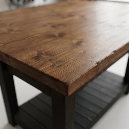 IRONSTEAD Mixed Colour Kitchen Island / Breakfast Bar / Rustic Cart and Island Black Carcass