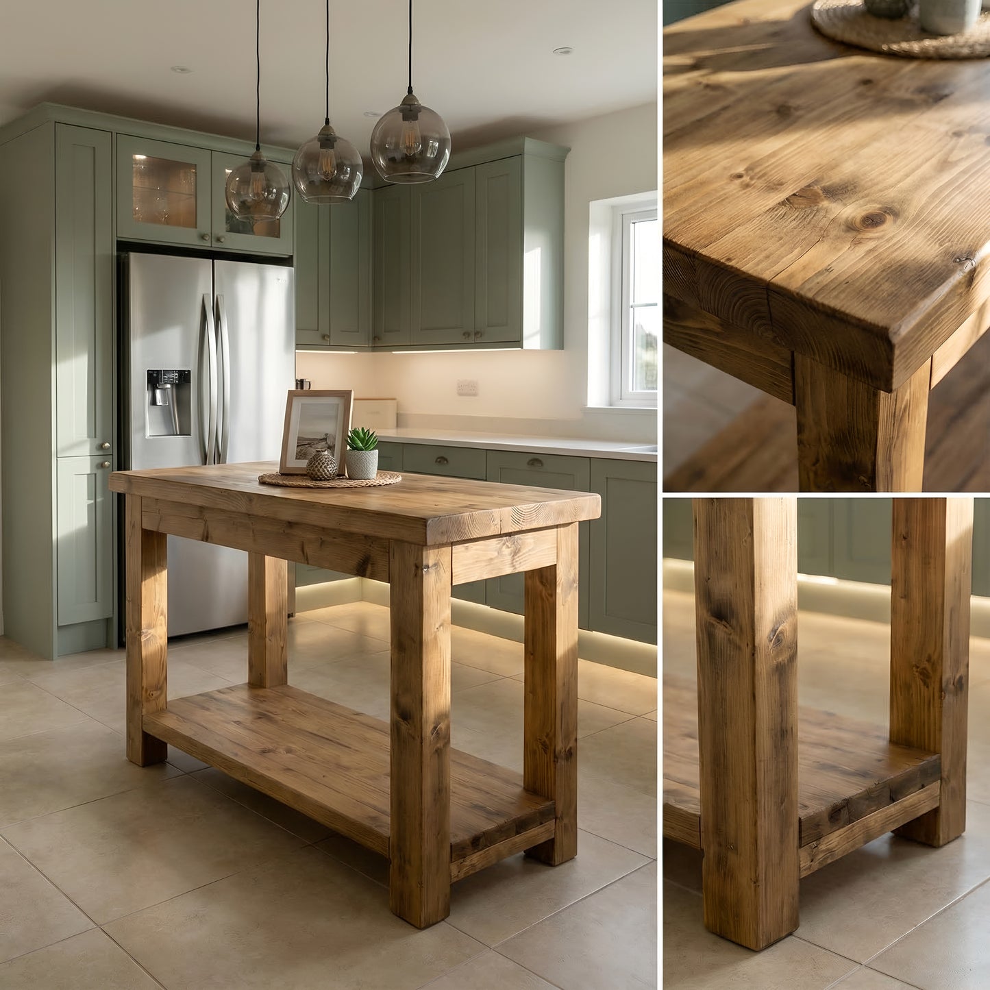 ISLAND - Rustic Kitchen Island Solid Wood Table