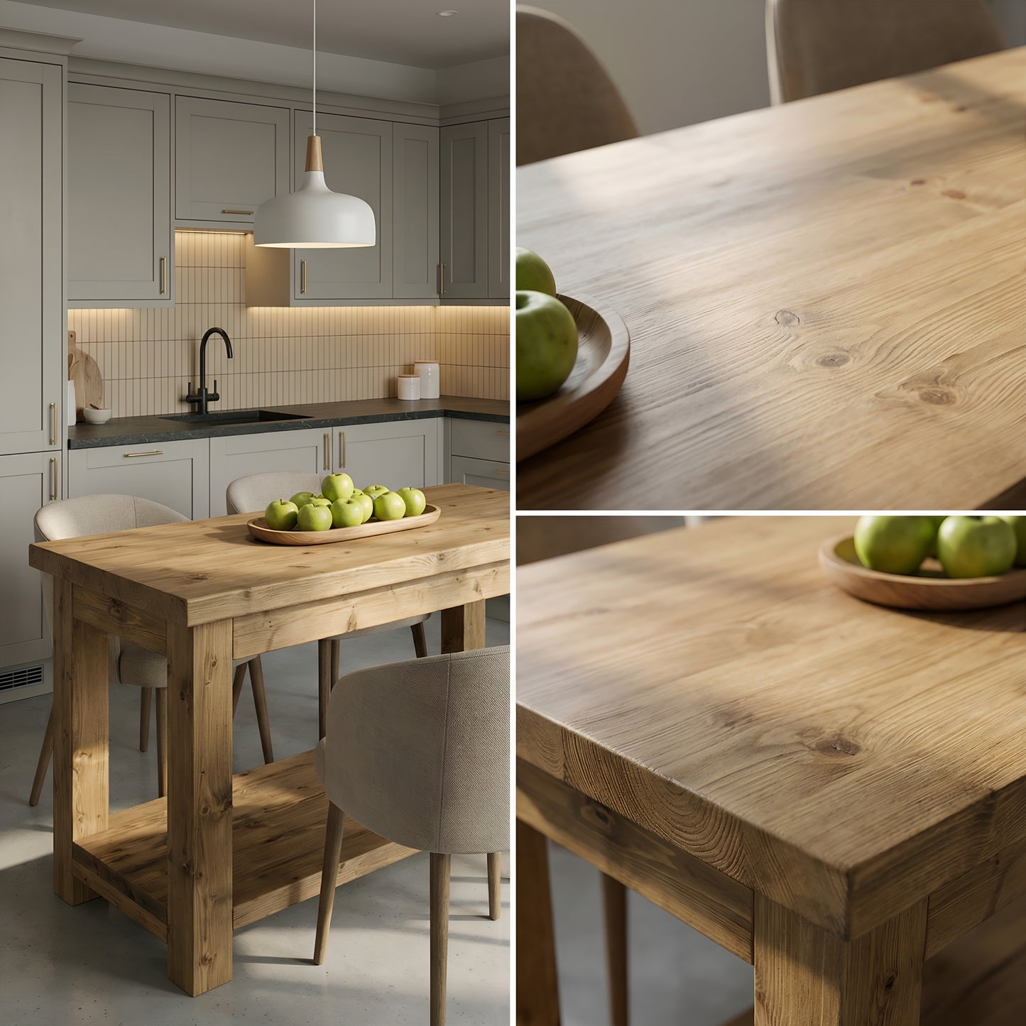 ISLAND - Rustic Kitchen Island Solid Wood Table