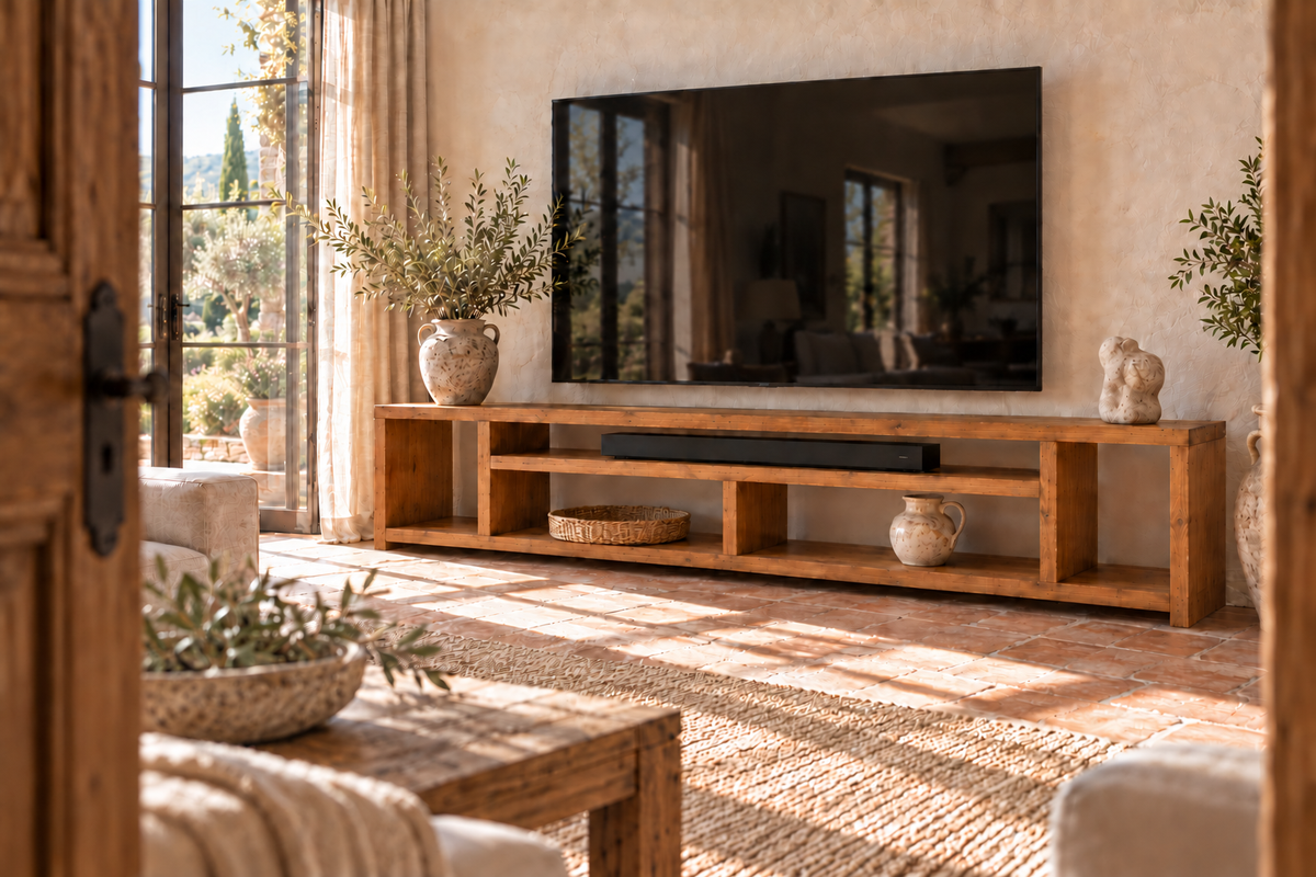 IVERSON 3 Tier Solid Wood Tv Unit / Solid Wood / Rustic TV Stand