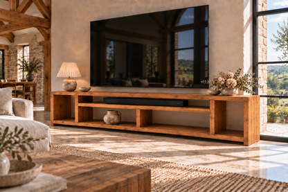 IVERSON 3 Tier Solid Wood Tv Unit / Solid Wood / Rustic TV Stand
