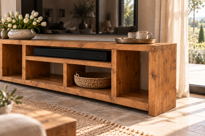 IVERSON 3 Tier Solid Wood Tv Unit / Solid Wood / Rustic TV Stand