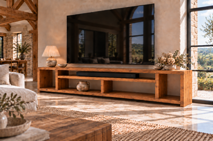 IVERSON 3 Tier Solid Wood Tv Unit / Solid Wood / Rustic TV Stand