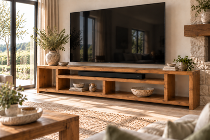 IVERSON 3 Tier Solid Wood Tv Unit / Solid Wood / Rustic TV Stand