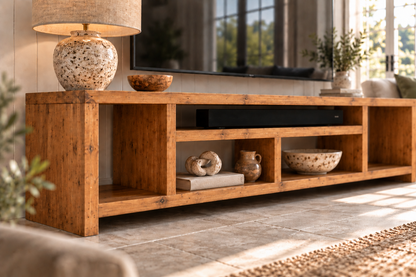 IVERSON 3 Tier Solid Wood Tv Unit / Solid Wood / Rustic TV Stand