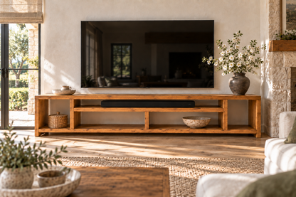 IVERSON 3 Tier Solid Wood Tv Unit / Solid Wood / Rustic TV Stand
