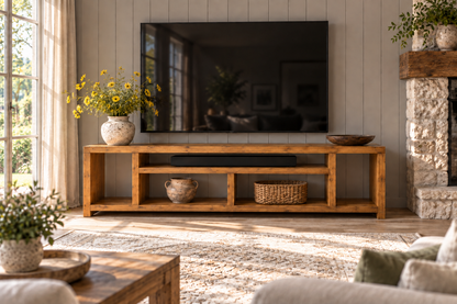 IVERSON 3 Tier Solid Wood Tv Unit / Solid Wood / Rustic TV Stand