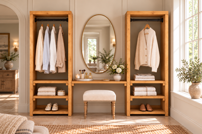 KENSWORTH Solid Wood Wardrobe With Make Up Table – Open Wardrobe, Dressing Table