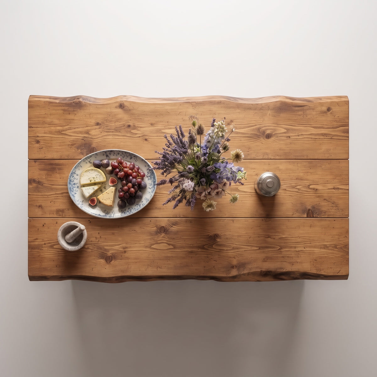 KINGSLEY Cashmere Live Edge Kitchen Island Solid Wood With Shelf / Breakfast Bar