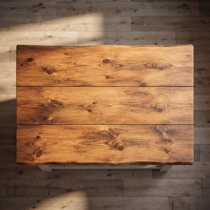 KINGSLEY Cashmere Live Edge Kitchen Island Solid Wood With Shelf / Breakfast Bar