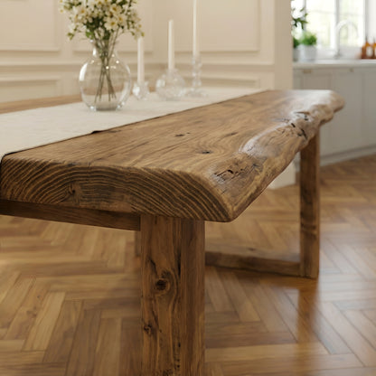 KOHL Waney / Live Edge Solid Wood Dining Table With Wooden U Legs