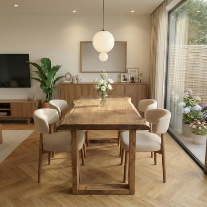 KOHL Waney / Live Edge Solid Wood Dining Table With Wooden U Legs
